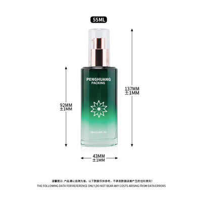 55ml de de Lotionfles van het schoonheidsglas berijpte Groene Verpakking van de Gift Vastgestelde Skincare van de Lotion de Kosmetische Fles