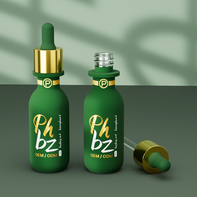 Ronde serumdruppelflessen aangepast logo 30 ml glazen essence-oliefles