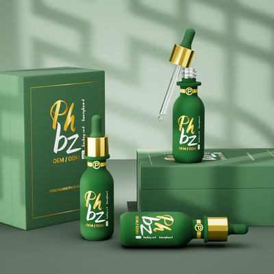 Ronde serumdruppelflessen aangepast logo 30 ml glazen essence-oliefles