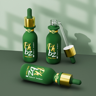 Ronde serumdruppelflessen aangepast logo 30 ml glazen essence-oliefles