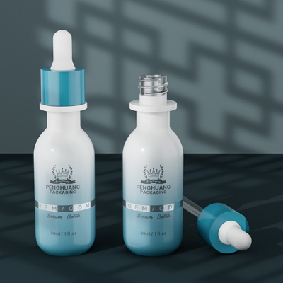 MSDS Olie Serum Fles Met Druppel Duidelijk Roze Geel Blauwe Kleur