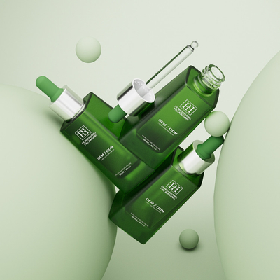 30 ml 1 oz groen glas leeg serum druppelflessen EO sterilisatie