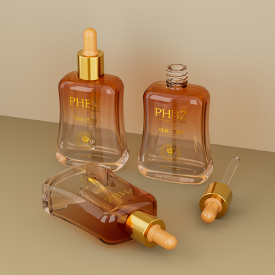 50 ml Essentie Olie Serum Fles In Huidverzorging Verpakking Met Silk Screen Printing