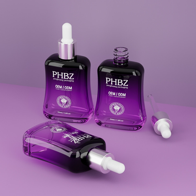 Gepersonaliseerde Gradient Purple Glass Serum Dropper Flessen 1oz Warmt Stempelen