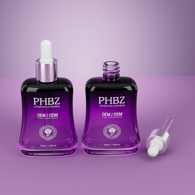 Gepersonaliseerde Gradient Purple Glass Serum Dropper Flessen 1oz Warmt Stempelen