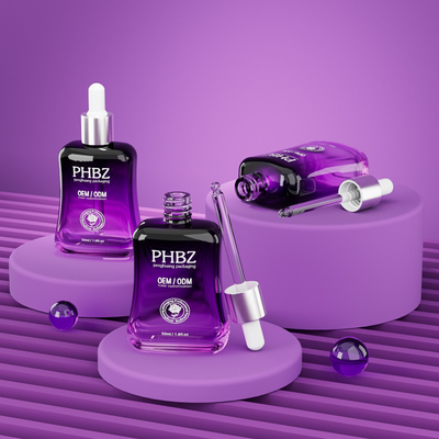 Gepersonaliseerde Gradient Purple Glass Serum Dropper Flessen 1oz Warmt Stempelen