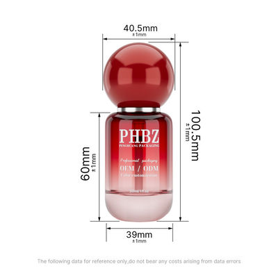 30 ml / 1 oz lege rode hellingsglas cosmetische serumfles met ronde bolkap, aangepaste kleur OEM ODM huidverzorging verpakking voor lotion essentiële olie