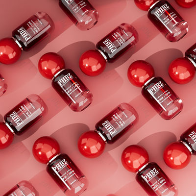 30 ml / 1 oz lege rode hellingsglas cosmetische serumfles met ronde bolkap, aangepaste kleur OEM ODM huidverzorging verpakking voor lotion essentiële olie