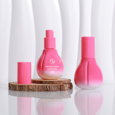 Warm verkoop pomp dop glas cosmetische fles container voor serum crème lotion