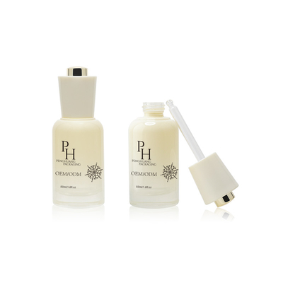 Gepersonaliseerd logo 30 ml ronde lege glas serum druppelflessen met zijde-scherm print