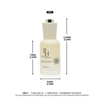 Gepersonaliseerd logo 30 ml ronde lege glas serum druppelflessen met zijde-scherm print