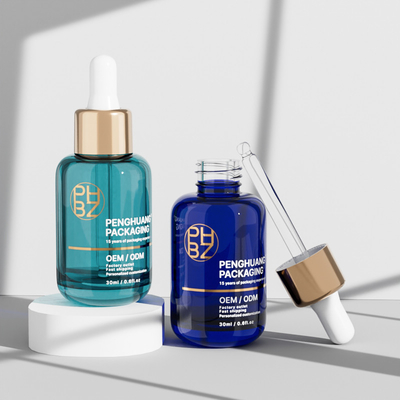 30 ml ronde glazen druppelflessen met serum voor haarverzorging essentiële olie