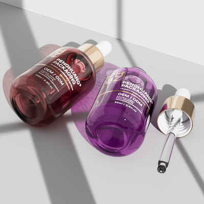 30 ml ronde glazen druppelflessen met serum voor haarverzorging essentiële olie