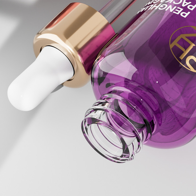 Gepersonaliseerd logo 30 ml lege ronde glazen druppelflessen voor serum olie