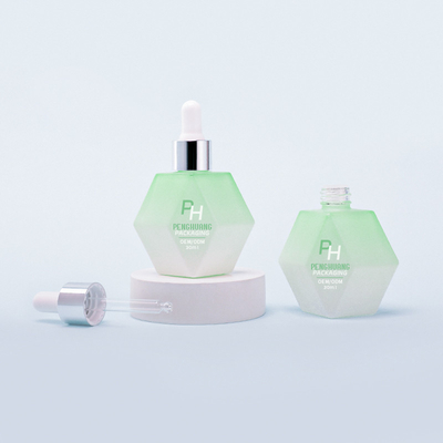 Op maat gemaakte unieke vorm Frosted Green Glass Serum Dropper Flasjes 30ml Essentiële Olie Flasje