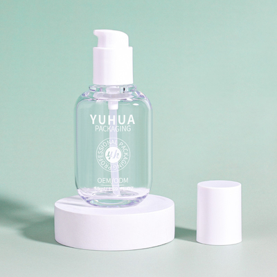 Custom Logo Duidelijk leeg serum lotion pomp fles luxe petg plastic cosmetische fles met pomp