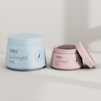 Aanpasbare matblauwe scrub container plastic lichaam gezicht crème pot met deksel