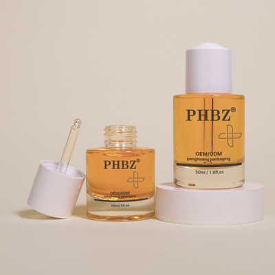 30 ml/50 ml Flat Shoulder Glass Dropper Serum Fles Duidelijke haar olie dropper Fles