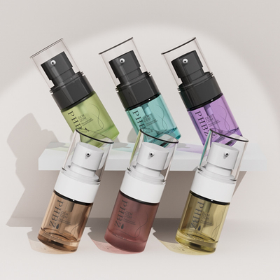 15 ml Mini-cilinder glas fundering fles met lotion pomp