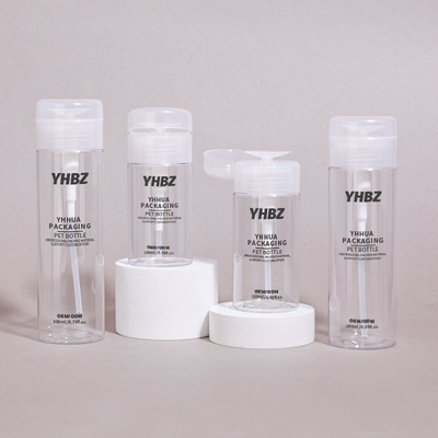 100 ml-500 ml aanpasbare ronde plastic flessen voor vloeistofverwijder en make-up toner