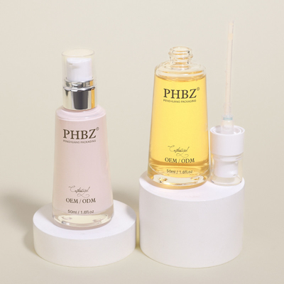 Duidelijke vloeibare fundering Glasfles 50 ml lege serumcrème lotion pompfles