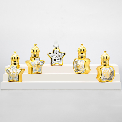 Luxe cosmetische verpakkingen Glasrol op flessen met gouden dop
