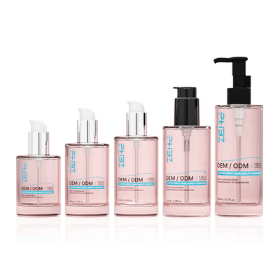 Op maat gemaakte glazen cosmetische fles 100 ml 120 ml 150 ml serumlotion pomp fles