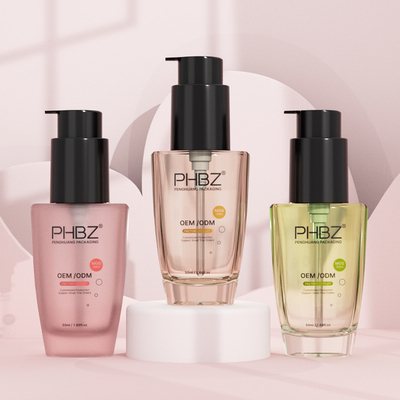Serumlotion Pump Fles 50 ml Glas Vloeibare Foundation Flessen met Pomp