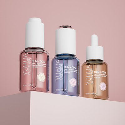 50 ml aanpasbare serumdruppelflessen ODM/OEM Duidelijke olie serum plastic fles