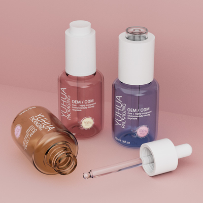 50 ml aanpasbare serumdruppelflessen ODM/OEM Duidelijke olie serum plastic fles