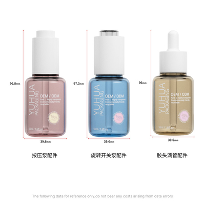 50 ml aanpasbare serumdruppelflessen ODM/OEM Duidelijke olie serum plastic fles