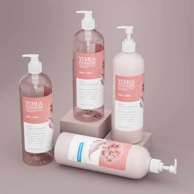 Groothandel Plastic lotion fles Wit1000ml Custom PET shampoo en conditioner fles