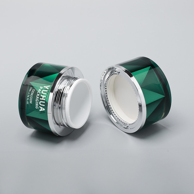 Groothandel Luxe Plastic Crème Potten 50g Lege Groene Dubbelwandige Cosmetica Pot Voor Huidverzorging