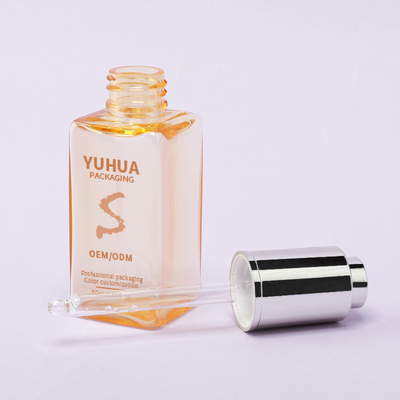 Vierkante serumdruppelflessen met zijde-scherm/warm stempelen/etiketterend drukwerk in heldergroen, blauw of wit