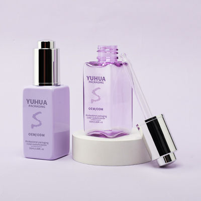 Custom logo Plastic vierkant dropper fles Essentie olie serum fles voor aangepaste logo huidverzorging
