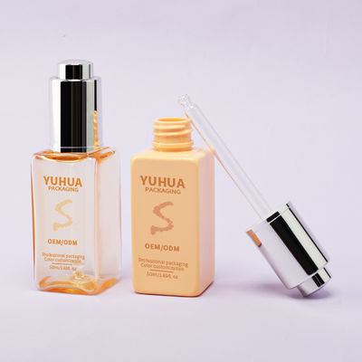 Custom logo Plastic vierkant dropper fles Essentie olie serum fles voor aangepaste logo huidverzorging