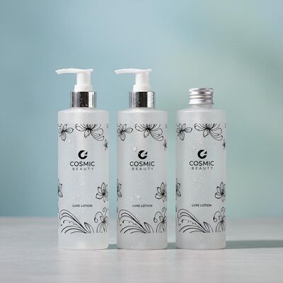 Gepersonaliseerd ontwerp 200 ml plastic verpakkingsflessen met zijde-schermdruk voor cosmetische en lotion verpakkingen