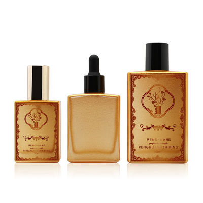 De aangepaste Kosmetische van het het Serumglas van de Olie30ml 50ml 100ml Lege gouden Vierkante Luxe Fles van het de Etherische oliedruppelbuisje