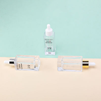 De in het groot Kosmetische Verpakkende van het het Glasdruppelbuisje van de Huidzorg 50ml Fles van het het Flessenglasserum vierkante