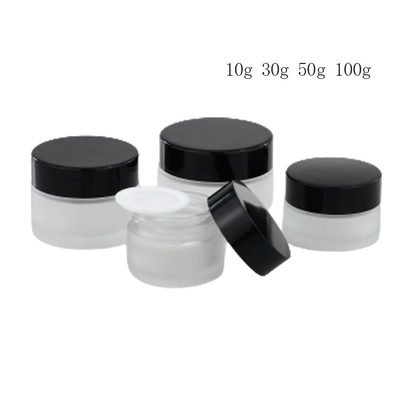 Rond Roomglas Kruiken Berijpte 10g 20g 30g met Zwart Plastic GLB