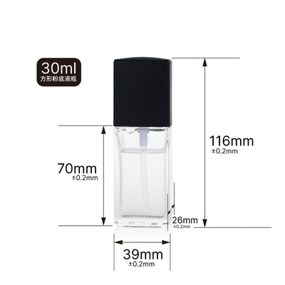 De vierkant Gevormde Fles van het de Stichtingsglas van 30ml Lege Vloeibare met Gouden Hoogste Pomp