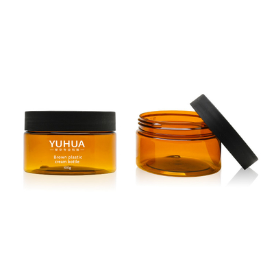 Groothandel Custom logo Amber Plastic PET Verpakking Crème potten met schroefdop