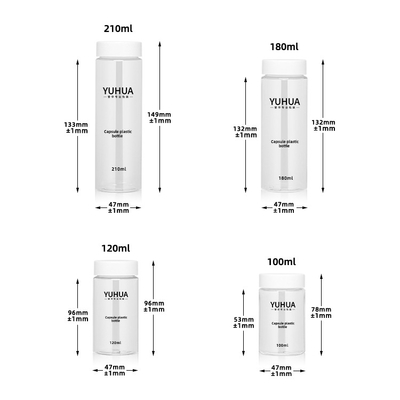 Duidelijke Cilindrische Plastic Fles met Wit GLB 210ml 120ml