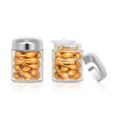 De ronde 100g-Container van het Capsuleglas met Rose Golden Cap Sliver Cap-Glaskruik Packaing