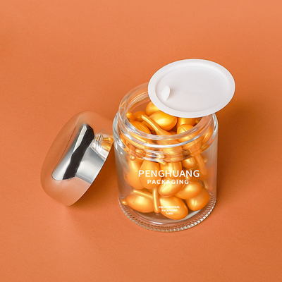 De ronde 100g-Container van het Capsuleglas met Rose Golden Cap Sliver Cap-Glaskruik Packaing