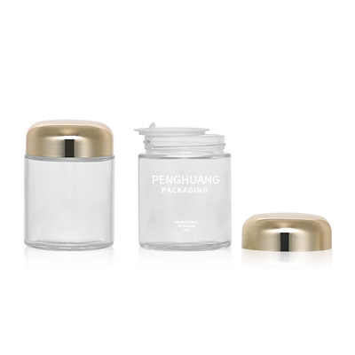 De ronde 100g-Container van het Capsuleglas met Rose Golden Cap Sliver Cap-Glaskruik Packaing