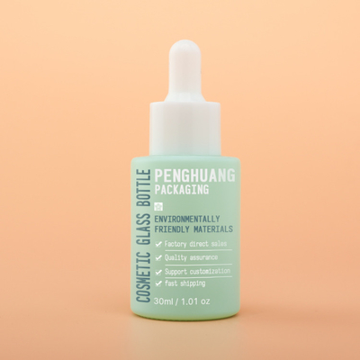 FDA-Glas Kosmetische de Pompnevel van het Verpakkings Vastgestelde Druppelbuisje het Schilderen Groene Kleur 20ml 50ml 100ml