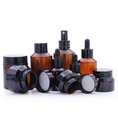50g Vastgestelde Unieke Room die van de glas de Kosmetische Fles Amber Glass Jar With Lid verpakken