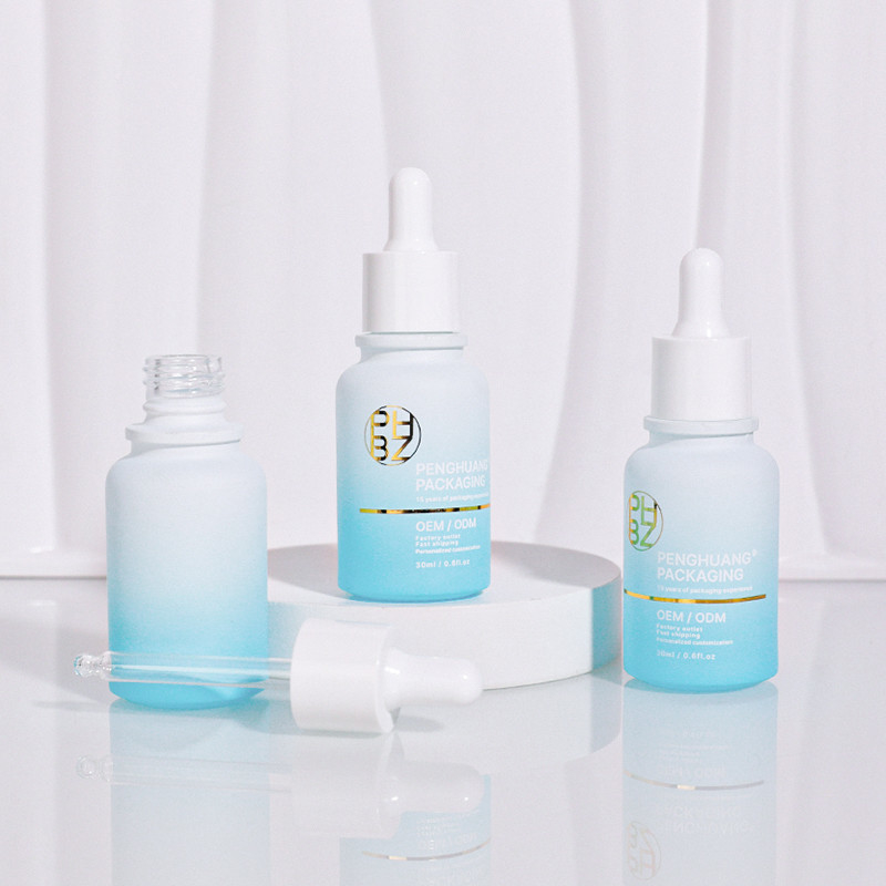 Custom Logo 30 ml glazen serumfles Matte witte druppelfles voor haar olie