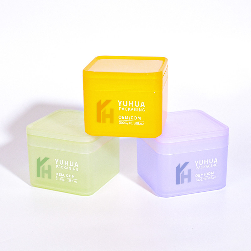 Vierkante dubbele wand plastic potten Flip top cap make-up katoenen container pot met pincet